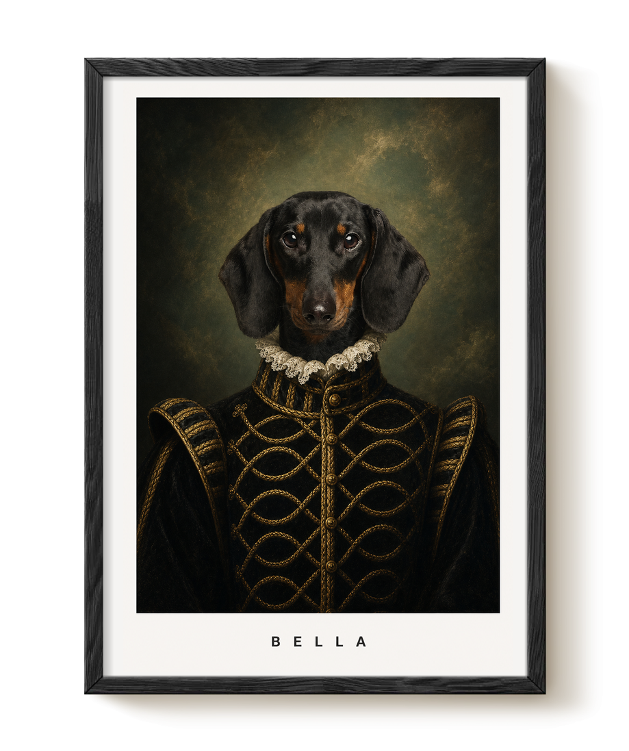 pdp-map:a3fb51821cd48729:royal_portrait__the_baroness_custom_pet_portrait__bella__with-border_show-name__Black_Vertical.png