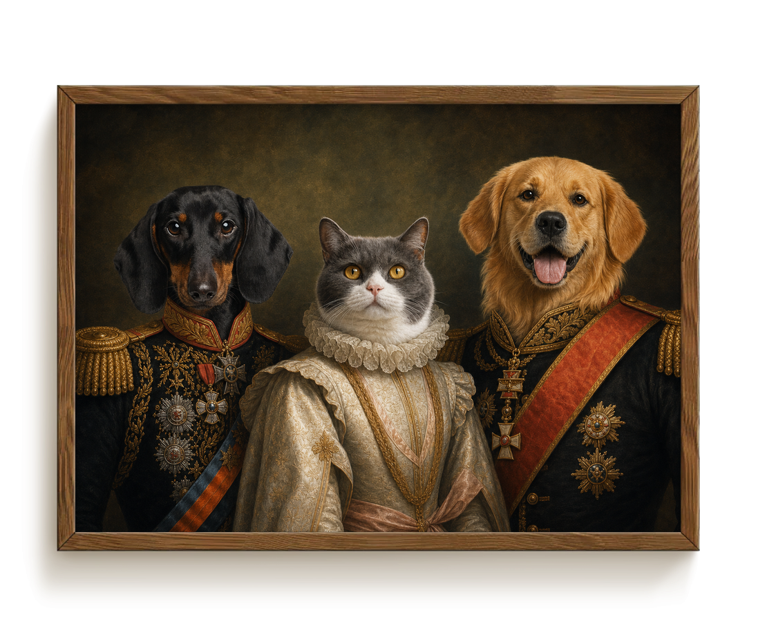 pdp-map:50730e19bda2b366:royal_portrait__the_decorated_lords_lady_custom_pet_portrait__bella-coco-toffee__without-border_hide-name__Walnut_Horizontal.png