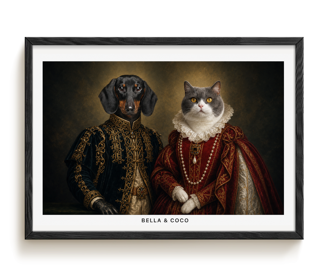 pdp-map:8b1df6764b4902f7:royal_portrait__the_majestic_duo_custom_pet_portrait__bella-coco__with-border_show-name__Black_Horizontal.png