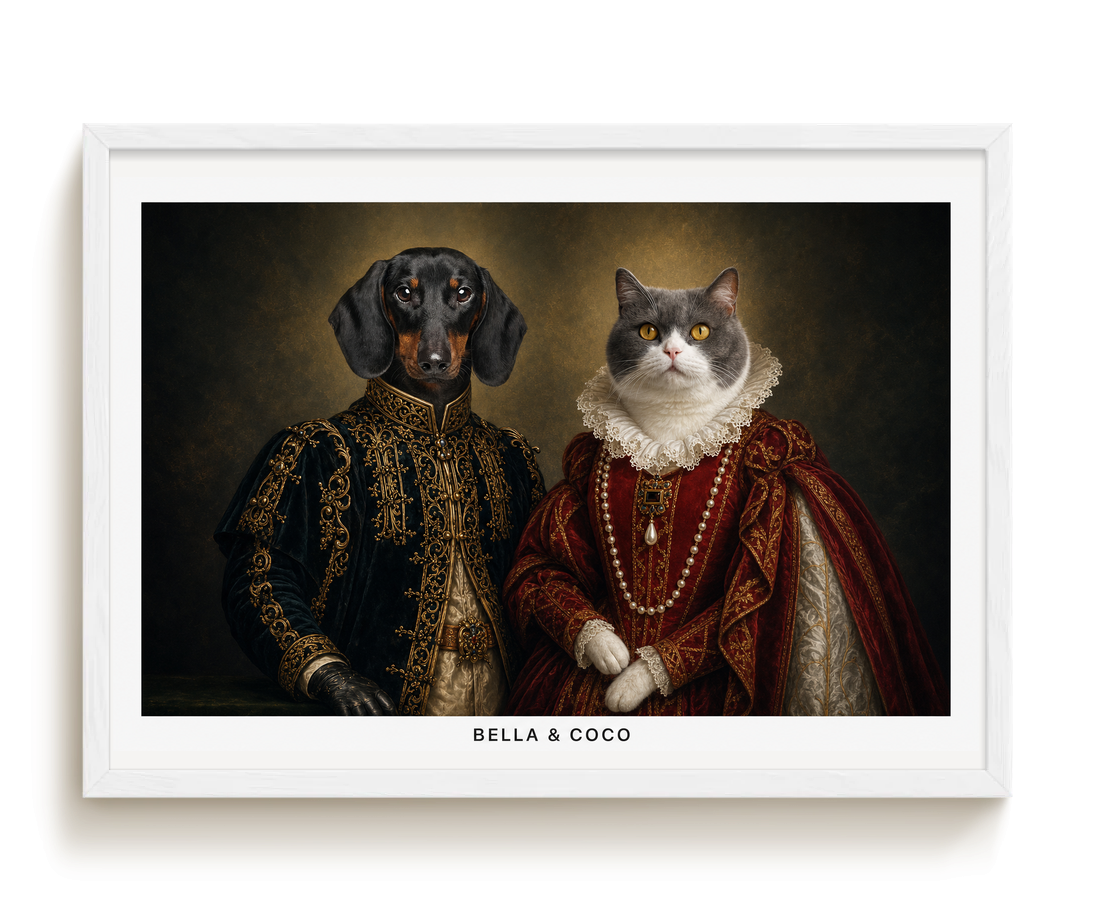 pdp-map:bb77aef7b53d4bb9:royal_portrait__the_majestic_duo_custom_pet_portrait__bella-coco__with-border_show-name__White_Horizontal.png