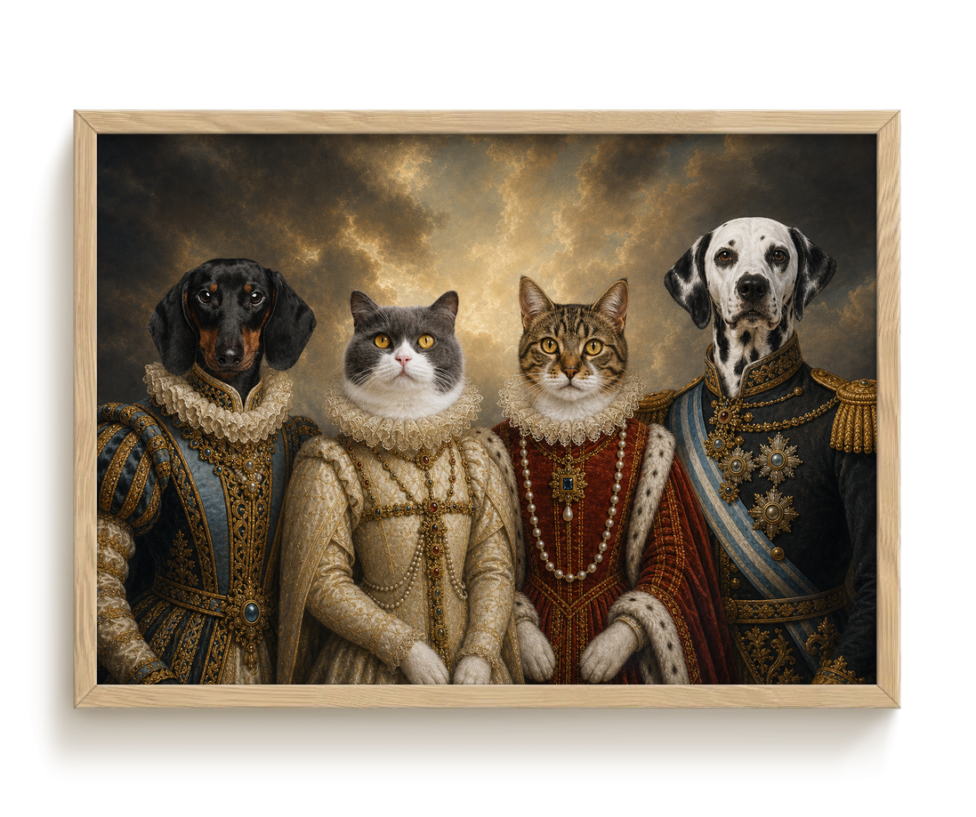 pdp-map:932494730df3623a:royal_portrait__the_royal_court_custom_pet_portrait__bella-coco-hazel-pongo__without-border_hide-name__Birch_Horizontal.png