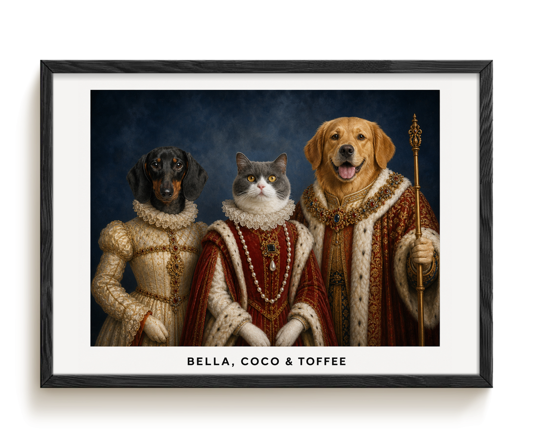 pdp-map:ae0df1bc2e044d88:royal_portrait__the_royal_family_custom_pet_portrait__bella-coco-toffee__with-border_show-name__Black_Horizontal.png